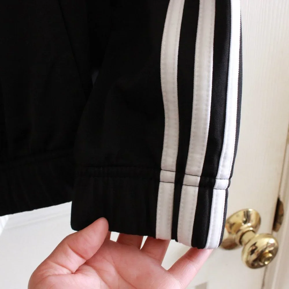 Adidas Kid's Black & White Zip-Up Stripe Jacket
